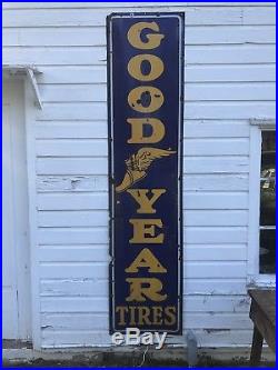 Vintage Large Vertical Goodyear Porcelain Sign Oil & Gas Tire. Shipping Local PU