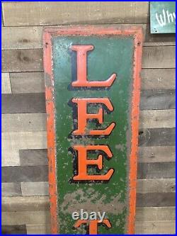Vintage Lee Tires 6ft Vertical Advertising Sign With Wooden Frame