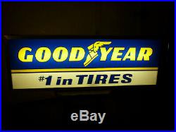 Vintage Lighted 2 sided Goodyear Tire Sign 1970's