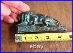 Vintage Lion Motor Oil Tire Advertising Brass Paperweight Promo sign gas oil old
