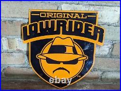 Vintage Lowrider Car Club Die Cut Porcelain Sign 12 X 11.5