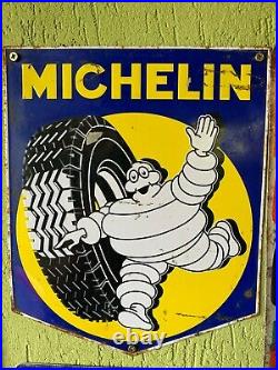 Vintage MICHELIN Tire Metal Sign advertisement original tyre french