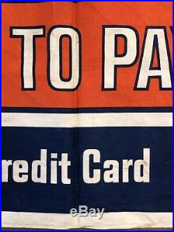 Vintage MOBIL Gas & Oil CREDIT CARD Advertising Canvas Banner Sign Tire Graphic