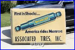 Vintage MONROE Shocks Tire Sign 6ft Advertising Gas Station plastic sign large