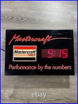 Vintage Mastercraft Tires Performance Lighted Clock Sign Light 21x14