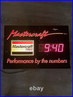 Vintage Mastercraft Tires Performance Lighted Clock Sign Light 21x14