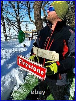 Vintage Metal Bowtie Firestone Tire Rack Service Station Display Sign Gasoline