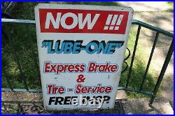 Vintage Metal Car Repair Sign Lube One Brake Tire Service Large Man Cave