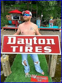 Vintage Metal Dayton Tire Horizontal metal Sign Gasoline Gas Oil 54 by 18
