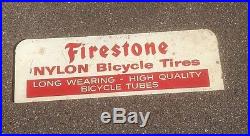 Vintage Metal Early Firestone Bicycle Tire Advert Sign Gasoline Gas Oil 25X8