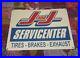 Vintage-Metal-J-and-J-Service-Center-Tires-Brake-Exhaust-Gas-Oil-Sign-Used-01-cst