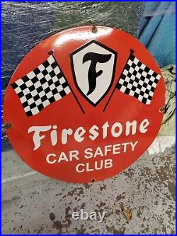 Vintage Metal Porcelain Firestone Tires Sign Safety Club Indy 500 IMS ...