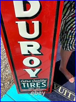 Vintage Metal Rare Vertical Corduroy Tire Sign Gasoline Gas Oil 60X15
