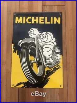 Vintage Michelin Man Motorcycle Tires Porcelain Sign Gas Oil Motorcycle Sales