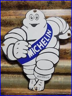 Vintage Michelin Man Porcelain Sign 13 Diecut Automobile Tires Auto Parts Italy