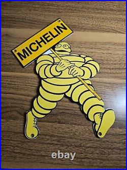 Vintage Michelin Man Porcelain Sign Tire Auto Parts Service Supply Advertising