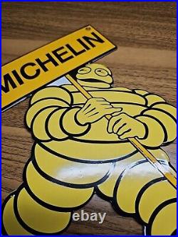 Vintage Michelin Man Porcelain Sign Tire Auto Parts Service Supply Advertising