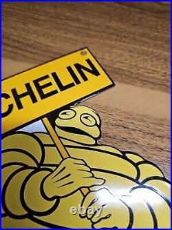 Vintage Michelin Man Porcelain Sign Tire Auto Parts Service Supply Advertising