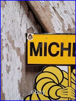 Vintage Michelin Man Porcelain Sign Tire Auto Parts Service Supply Advertising