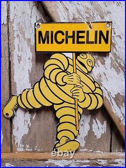 Vintage Michelin Man Porcelain Sign Tire Auto Parts Service Supply Advertising