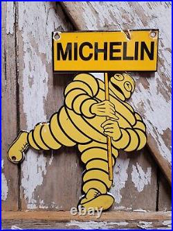 Vintage Michelin Man Porcelain Sign Tire Auto Parts Service Supply Advertising