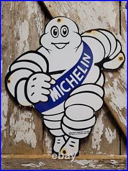 Vintage Michelin Man Sign 16 Tire Automobile Car Part Supply Old Porcelain Sign