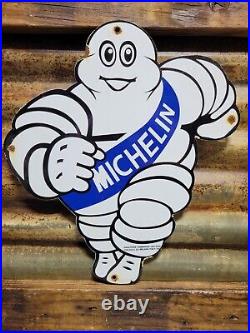 Vintage Michelin Man Sign 16 Tire Automobile Car Part Supply Old Porcelain Sign