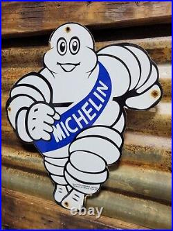 Vintage Michelin Man Sign 16 Tire Automobile Car Part Supply Old Porcelain Sign