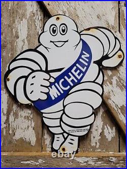 Vintage Michelin Man Sign 16 Tire Automobile Car Part Supply Old Porcelain Sign