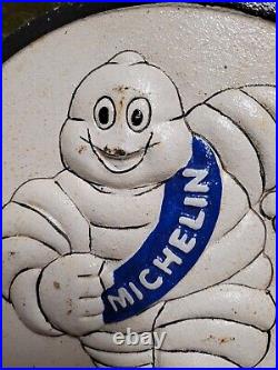 Vintage Michelin Man Sign Old Cast Iron Automobile Car Truck Parts Tire Company