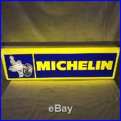 Vintage Michelin Man Tires Double Sided 36 Lighted Metal Sign Works