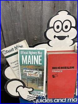 Vintage Michelin Man Tires Guide Map Easel Gas Station Advertising Display Sign