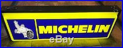 Vintage Michelin Man Tires Light Up Sign Retail Display 2 Sided Works 36x12