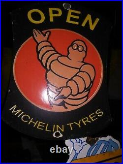 Vintage Michelin Man Tires Porcelain Advertising Door Push Sign
