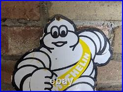 Vintage Michelin Man Tires Porcelain Advertising Door Sign Tire 9 X 7