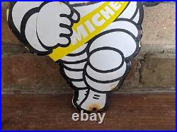 Vintage Michelin Man Tires Porcelain Advertising Door Sign Tire 9 X 7