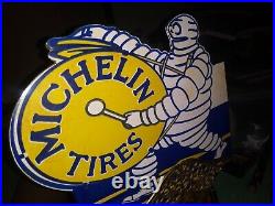 Vintage Michelin Man Tires Porcelain Gas Oil Service Station Ad Pump Sign