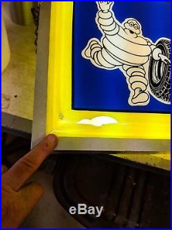 Vintage Michelin Man Tires Two Sided 36 Lighted Metal Sign Works