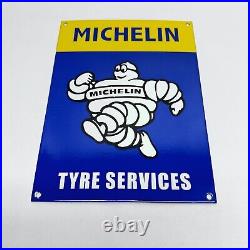 Vintage Michelin Man Tyre Service Gasoline Motor Oil Advertising Porcelain Sign