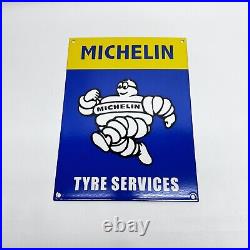 Vintage Michelin Man Tyre Service Gasoline Motor Oil Advertising Porcelain Sign