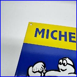 Vintage Michelin Man Tyre Service Gasoline Motor Oil Advertising Porcelain Sign