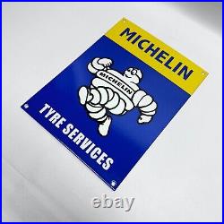 Vintage Michelin Man Tyre Service Gasoline Motor Oil Advertising Porcelain Sign