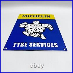 Vintage Michelin Man Tyre Service Gasoline Motor Oil Advertising Porcelain Sign