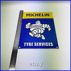 Vintage Michelin Man Tyre Service Gasoline Motor Oil Advertising Porcelain Sign