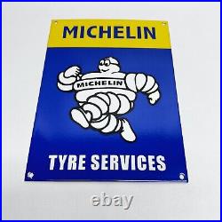 Vintage Michelin Man Tyre Service Gasoline Motor Oil Advertising Porcelain Sign