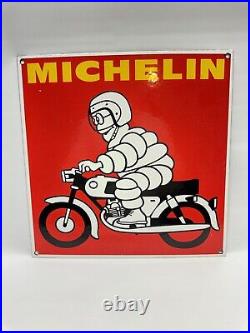 Vintage Michelin Motorcycle Tires Porcelain Enamel Dealership Retro Sign