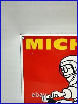 Vintage Michelin Motorcycle Tires Porcelain Enamel Dealership Retro Sign