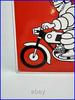 Vintage Michelin Motorcycle Tires Porcelain Enamel Dealership Retro Sign