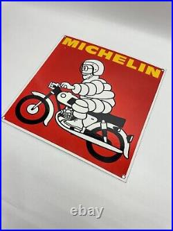 Vintage Michelin Motorcycle Tires Porcelain Enamel Dealership Retro Sign