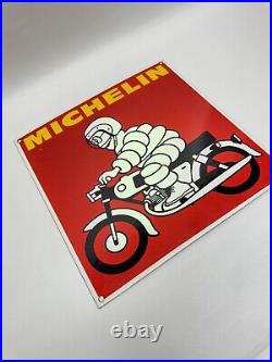 Vintage Michelin Motorcycle Tires Porcelain Enamel Dealership Retro Sign